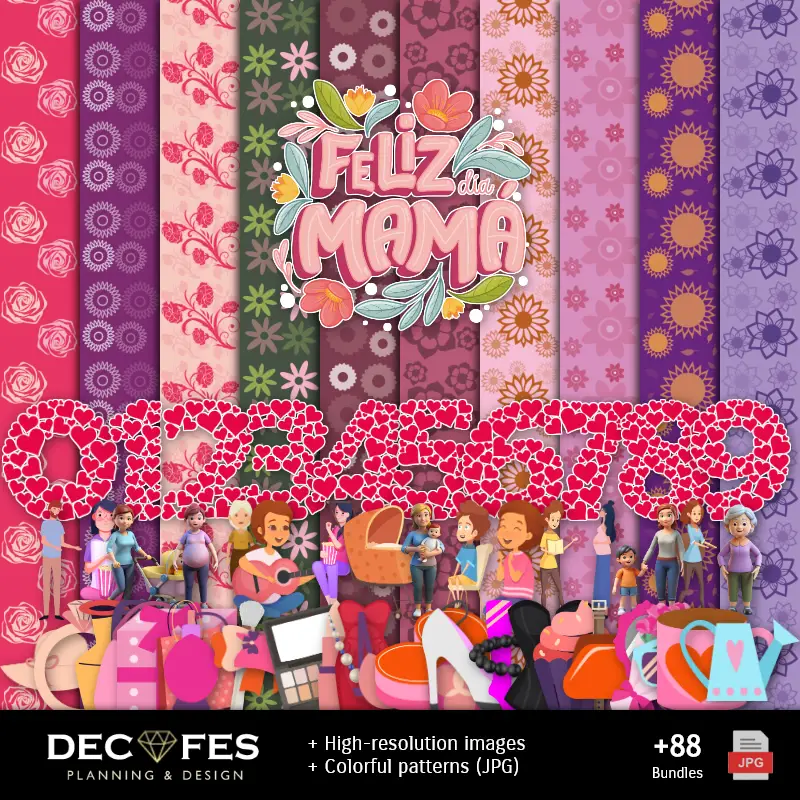 Personajes | Scrapbook Dia da Mãe - Designs Imprimíveis para Manualidades