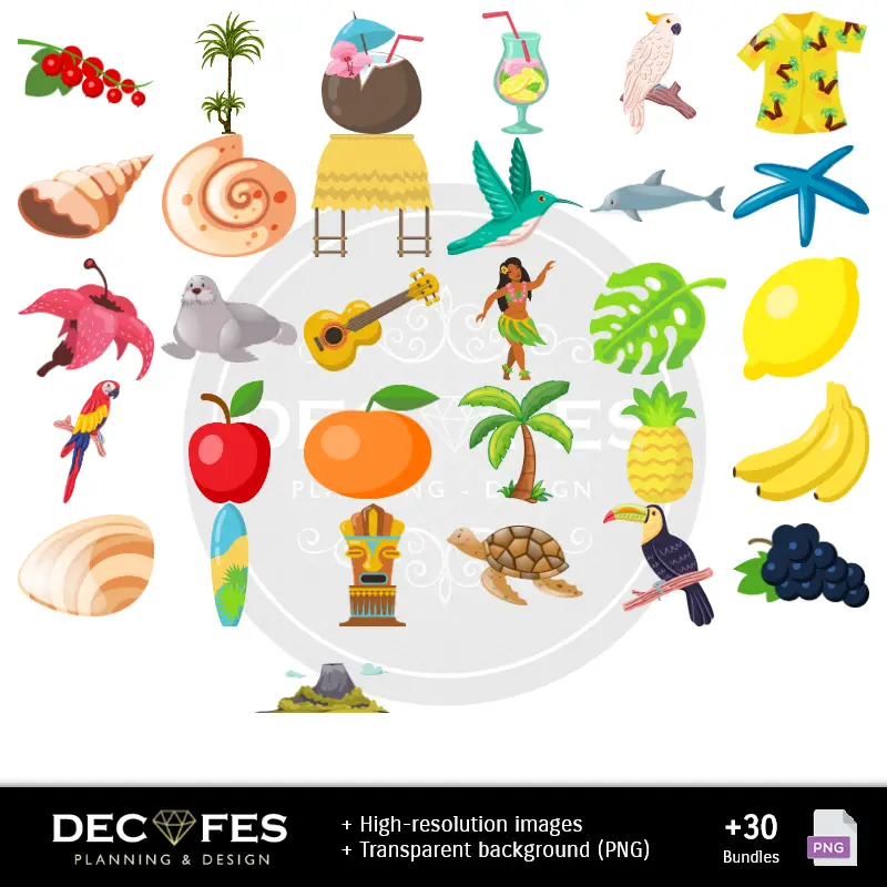 Accesorios | Scrapbook Fiesta Hawaiana Aloha - Designs Imprimíveis para Manualidades