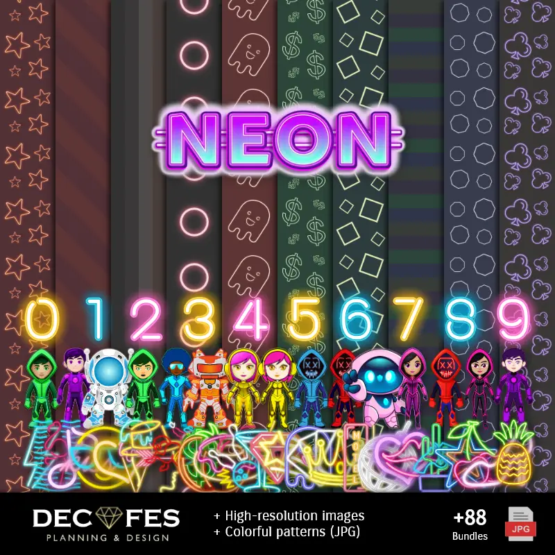 Scrapbook Fiesta Neon - Disegni stampabili per manualitÃ