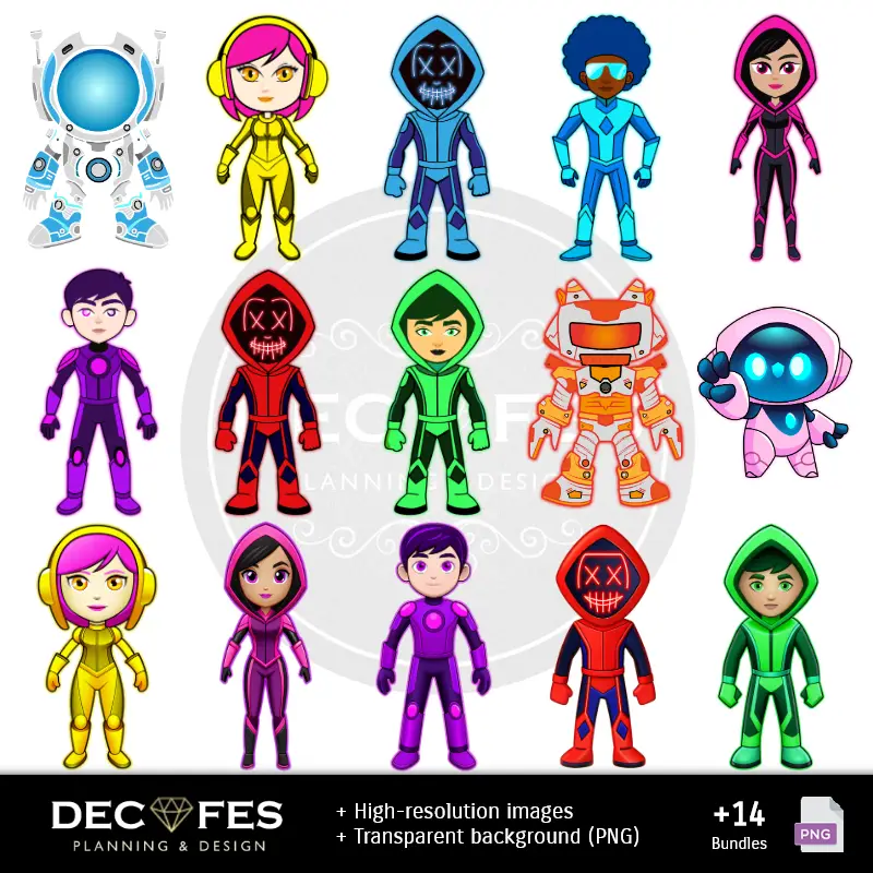 Personajes | Scrapbook Fiesta Neon - 手工可打印设计