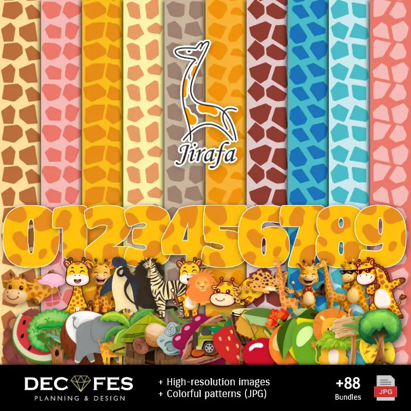 Scrapbook Jirafas - Designs Imprimíveis para Manualidades