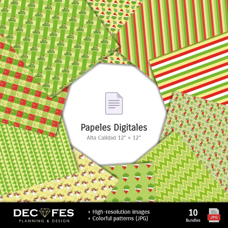 Collages | Scrapbook Grinch - Designs Imprimíveis para Manualidades