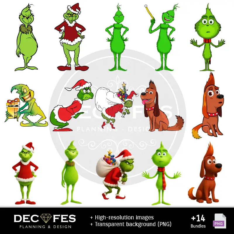 Números Temáticos | Scrapbook Grinch - Designs Imprimíveis para Manualidades