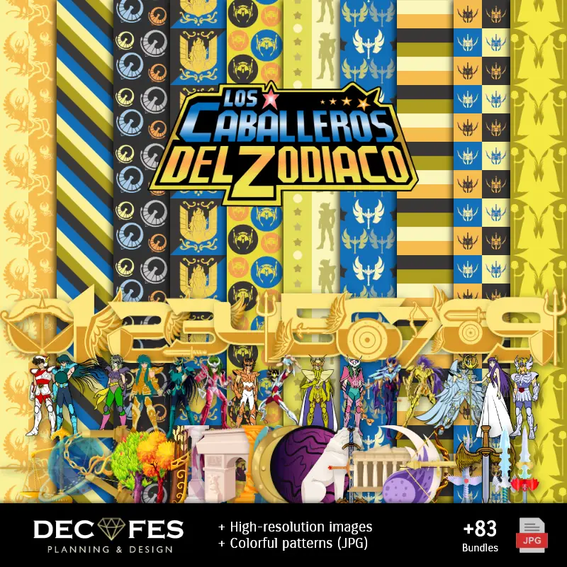 Scrapbook Os Cavaleiros do Zodiaco - Desenhos Imprimíveis para Manualidades