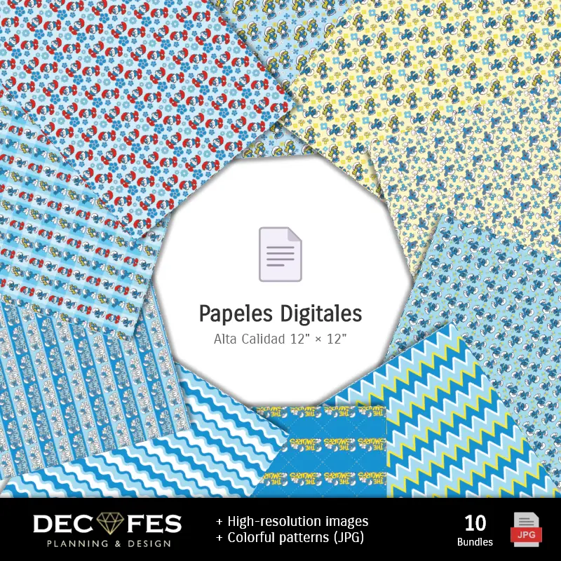 Collages | Scrapbook Os Pitufos - Designs Imprimíveis para Manualidades