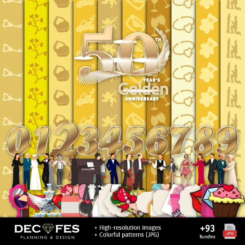 Números Temáticos | Scrapbook Anniversary 50 anni - Disegni stampabili per manualitÃ