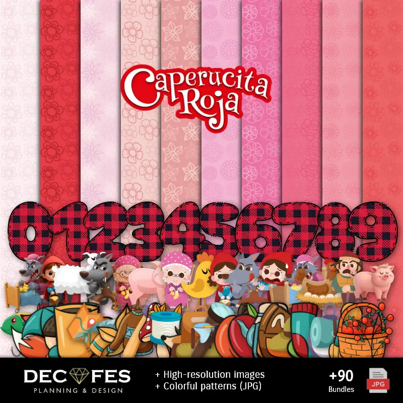 Scrapbook La Caperucita Roja y El Lobo - Diseños Imprimibles para Manualidades