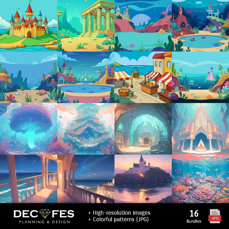 Fondos | Scrapbook La Sirenita Ariel - Diseños Imprimibles para Manualidades