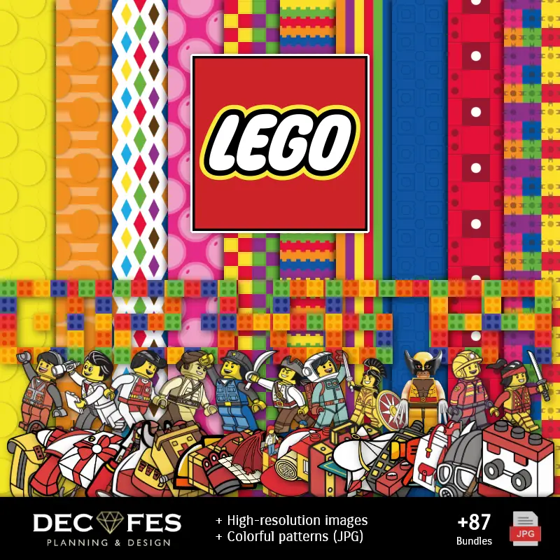 Números Temáticos | Scrapbook Lego - Designs Imprimíveis para Manualidades