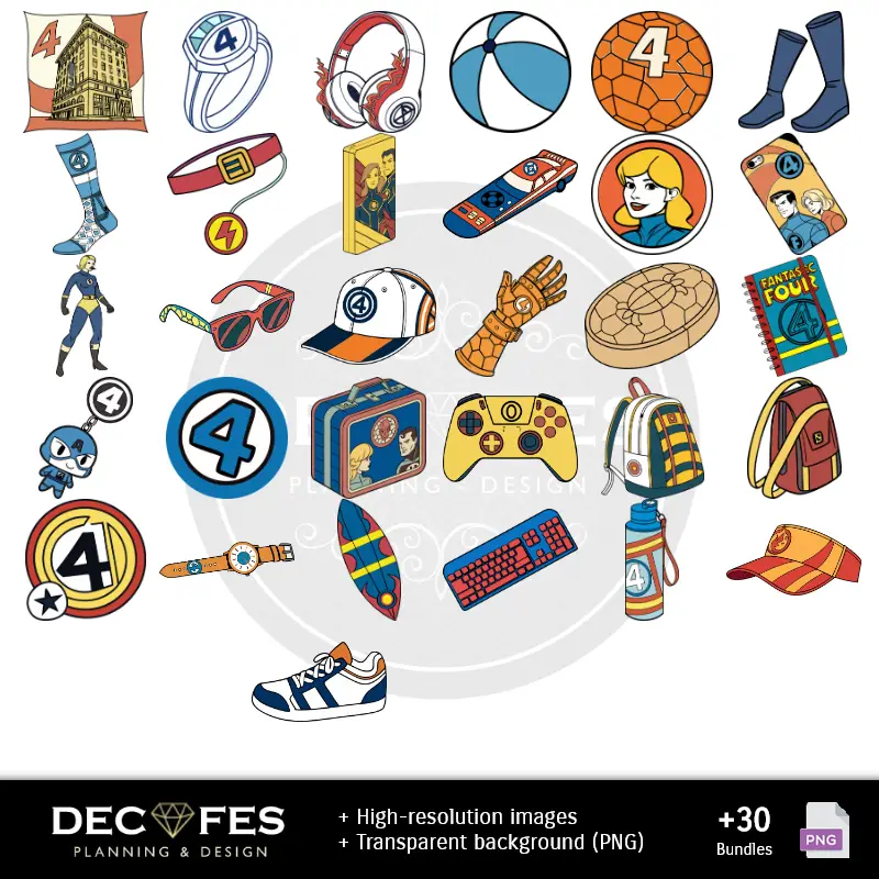 Números Temáticos | Scrapbook Les 4 Fantastiques - Imprimables Designs pour Manualités