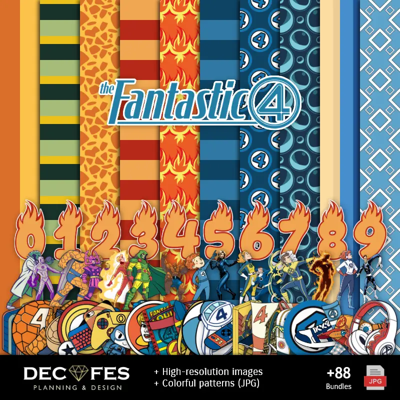 Scrapbook Los 4 Fantásticos - Diseños Imprimibles para Manualidades