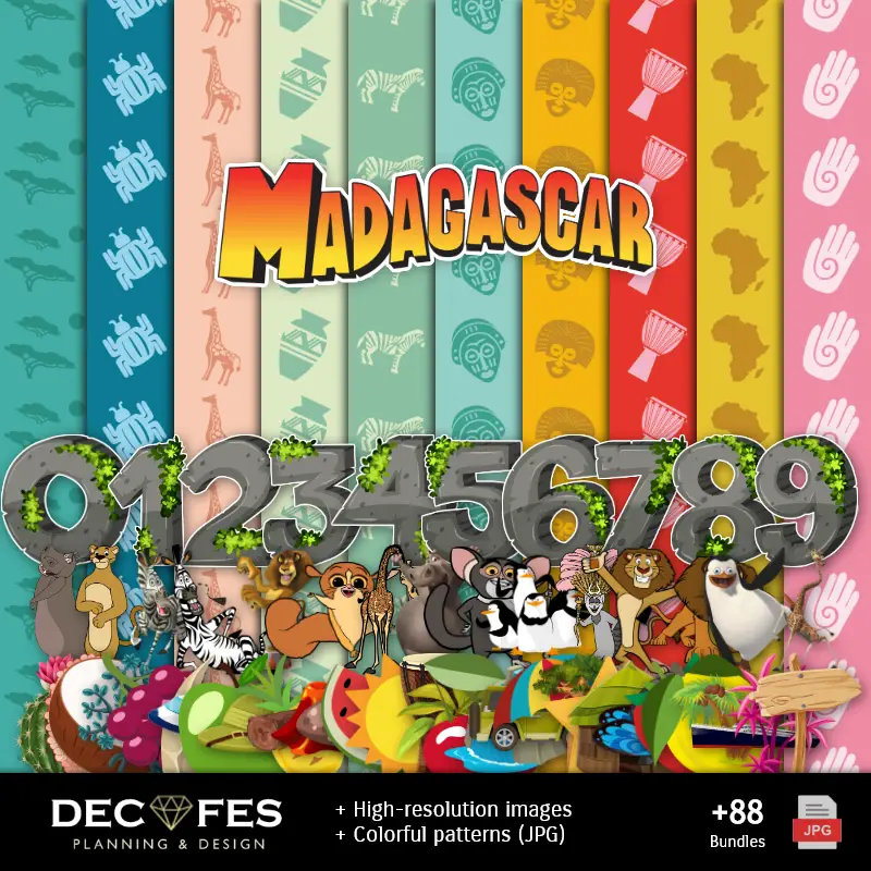 Scrapbook Madagascar - تصميمات مطبوعة للدلائل