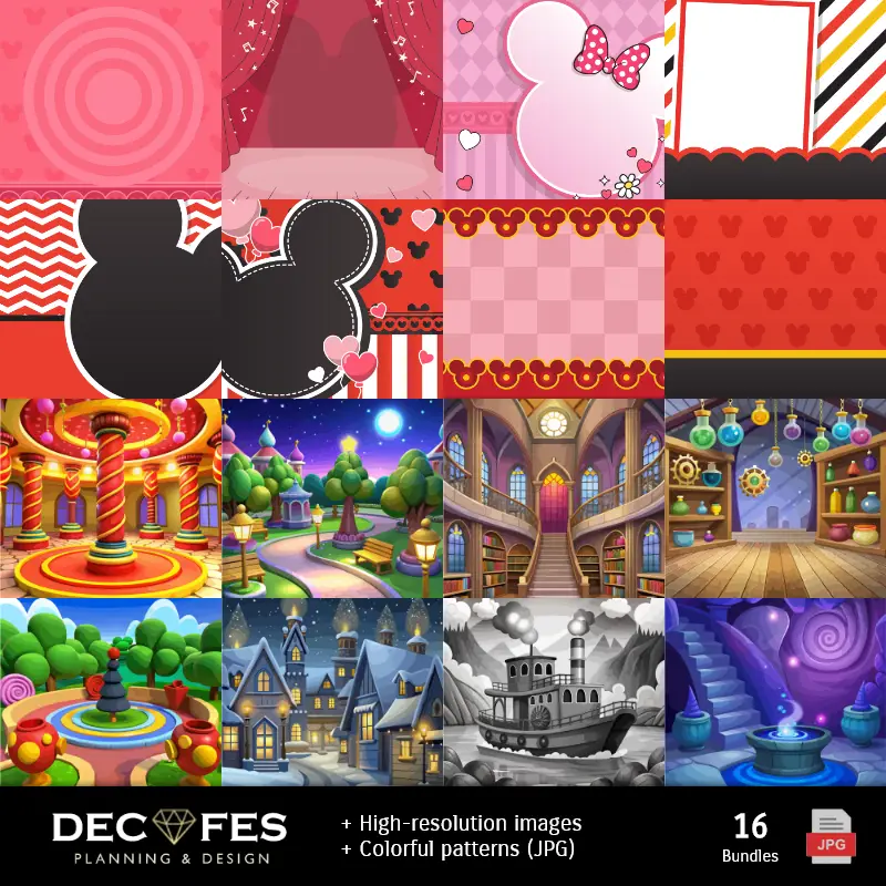 Fondos | Scrapbook Mickey Mouse - Conceptions imprimables pour les manuels