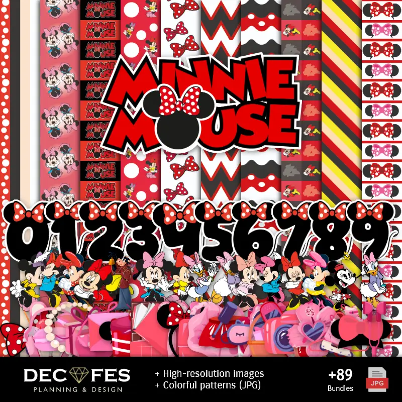 Scrapbook Minnie Mouse - Designs Imprimíveis para Manualidades