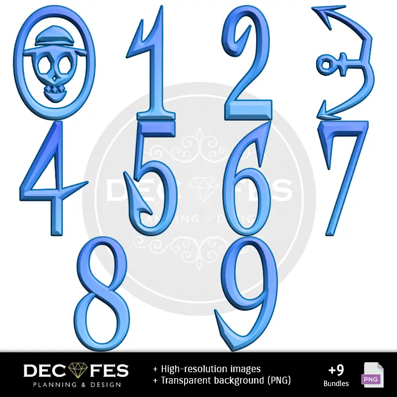 Números Temáticos | Scrapbook One Piece - Designs Imprimíveis para Manualidades