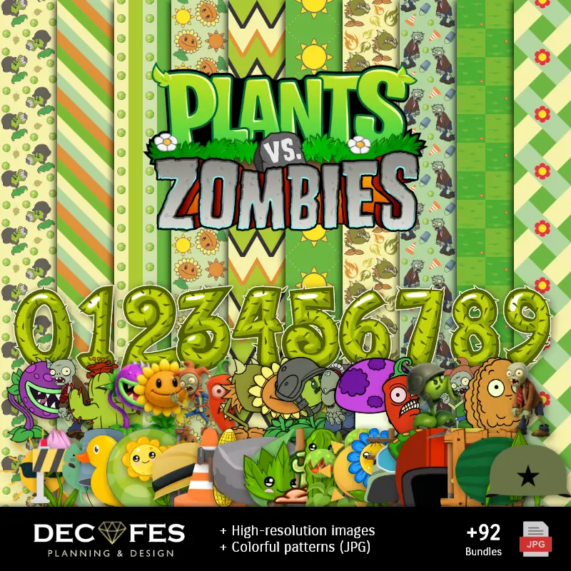 Scrapbook Plantas vs Zombies - Designs Imprimíveis para Manualidades