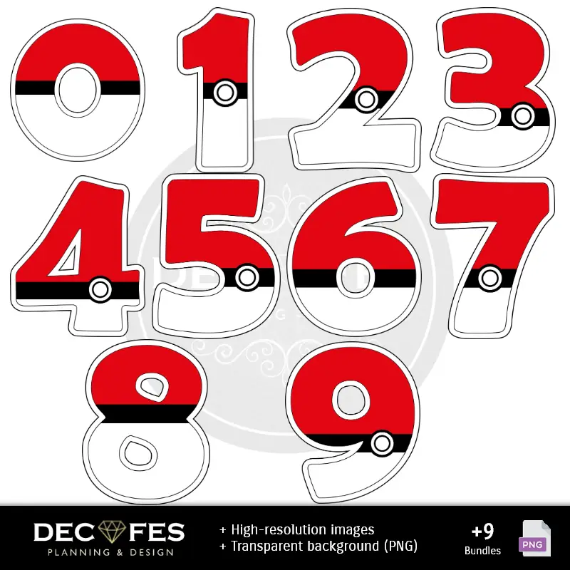 Números Temáticos | Scrapbook Pokémon - Printable Designs for Manualities