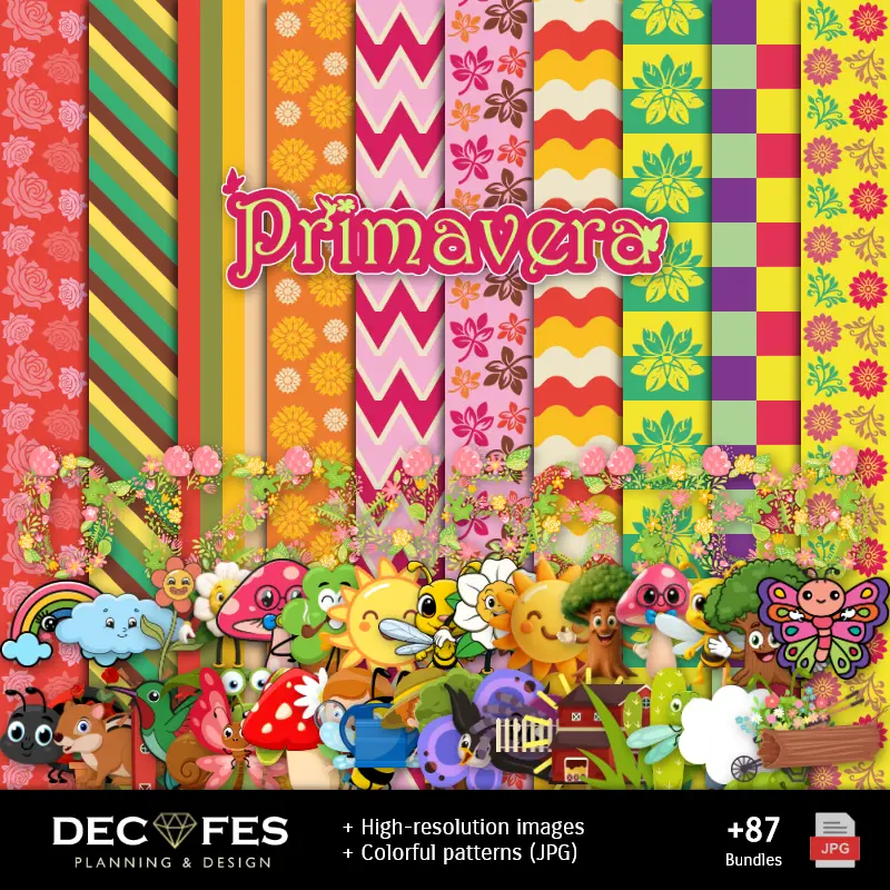 Scrapbook Primavera - Designs Imprimíveis para Manualidades