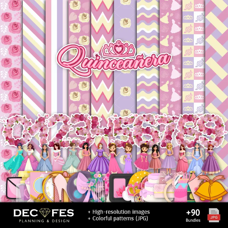 Scrapbook Quinceañera - Diseños Imprimibles para Manualidades