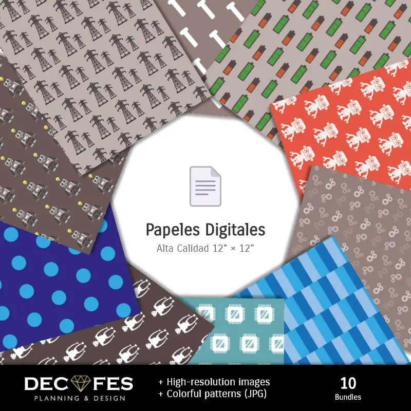 Collages | Scrapbook Robots - Diseños Imprimibles para Manualidades