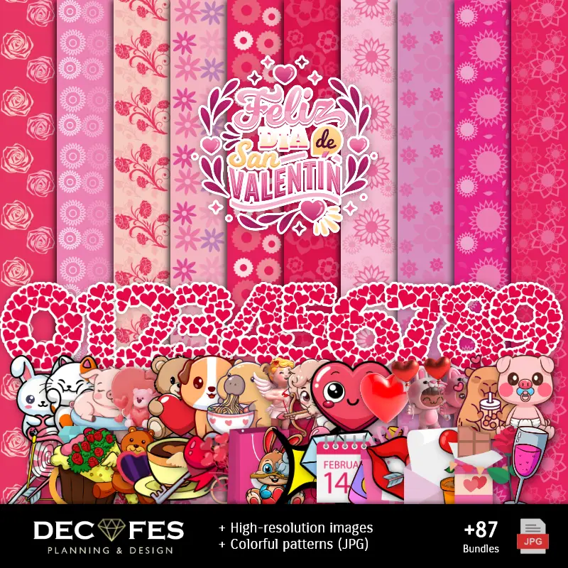 Scrapbook São Valentim - Designs Imprimíveis para Manualidades