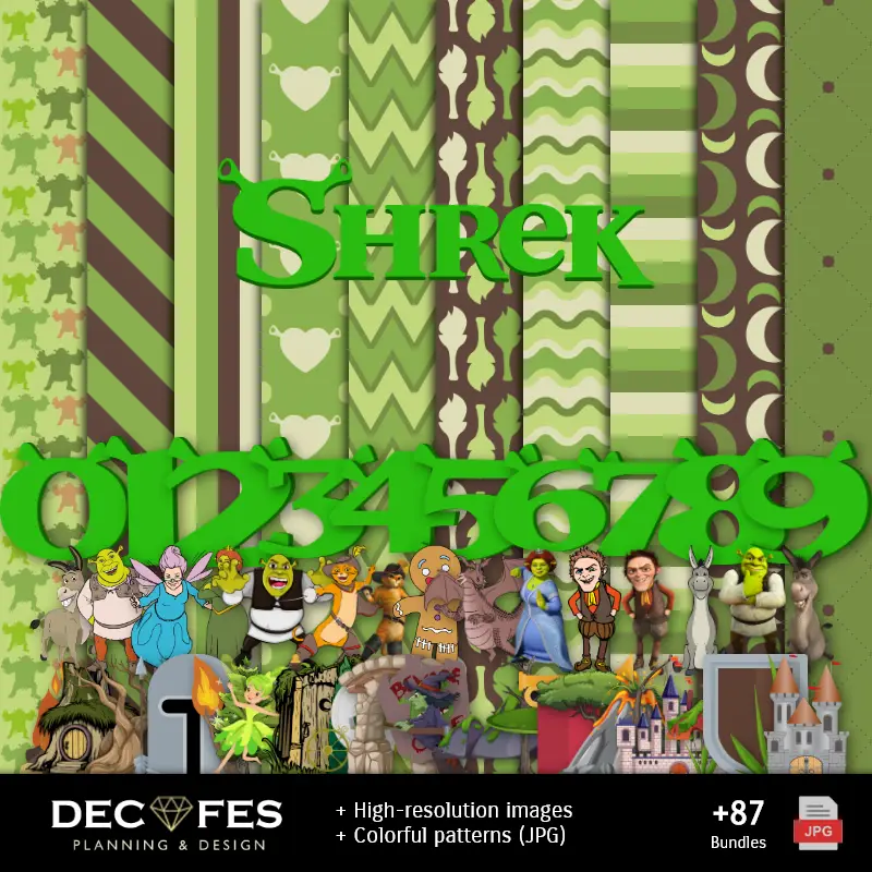 Scrapbook Shrek - Designs Imprimíveis para Manualidades