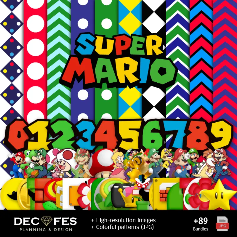 Scrapbook Super Mario Bros - Diseños Imprimibles para Manualidades