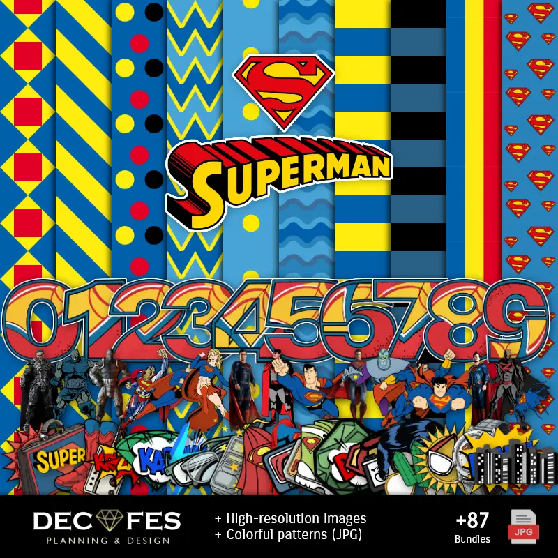 Scrapbook Superman - Designs Imprimíveis para Manualidades