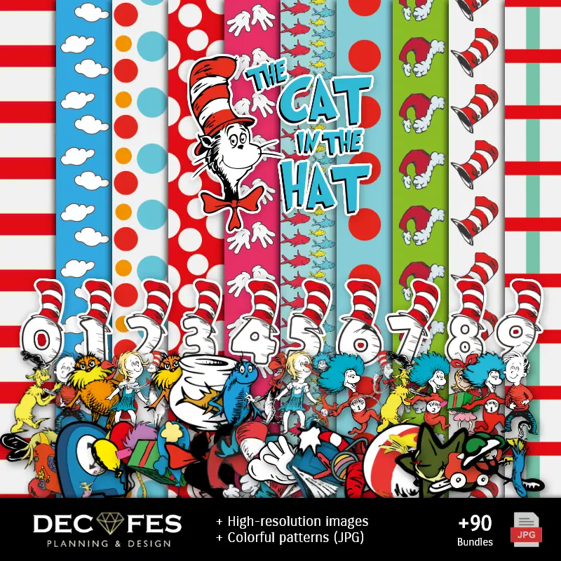 Scrapbook O Gato Ensombrerado - Desenhos Imprimíveis para Manualidades