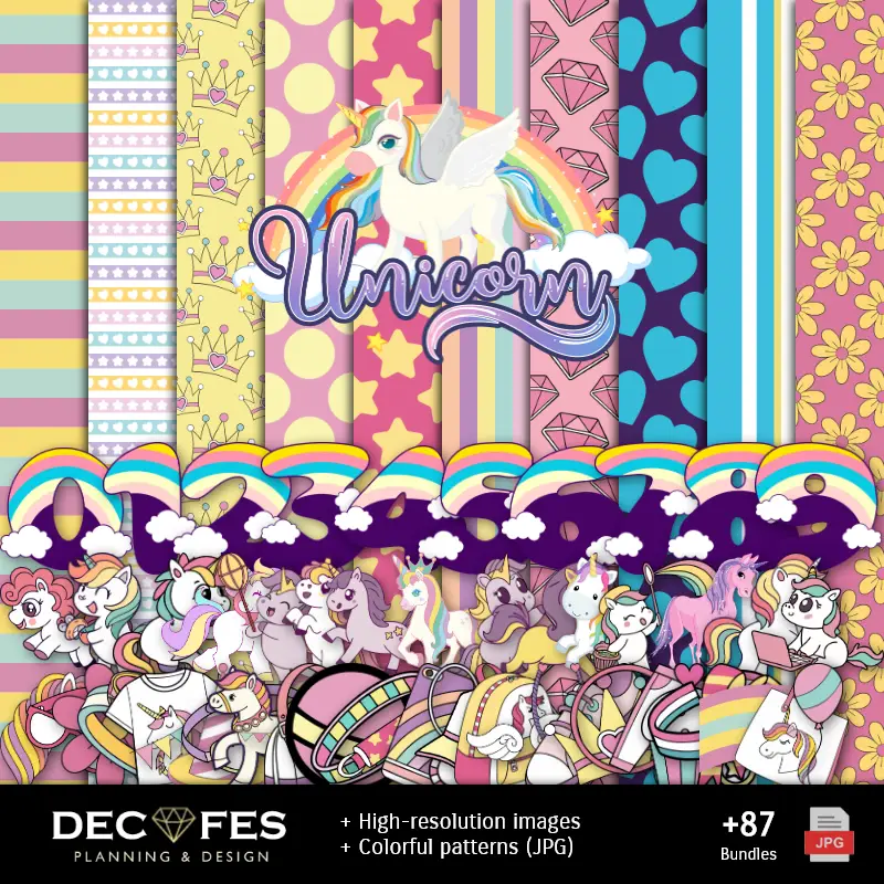 Scrapbook Unicornios - Diseños Imprimibles para Manualidades