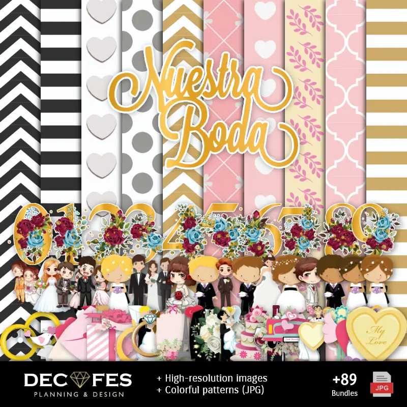 Scrapbook Casamentos - Designs Imprimíveis para Manualidades