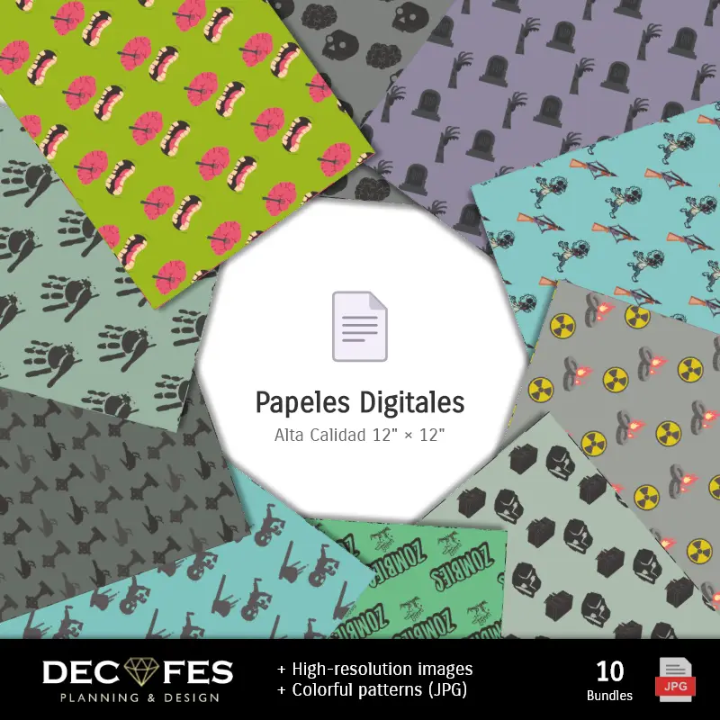 Collages | Scrapbook Zombies - Designs Imprimíveis para Manualidades