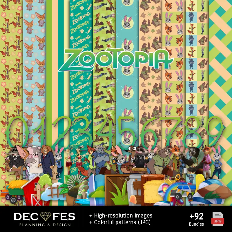 Fondos | Scrapbook Zootopia - Designs Imprimíveis para Manualidades