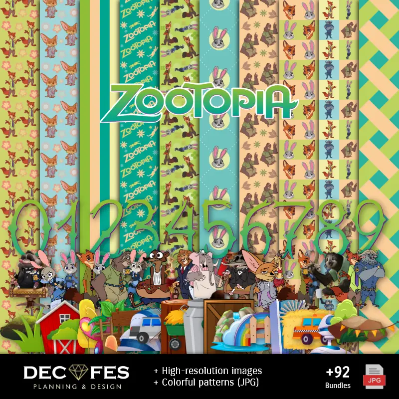 Scrapbook Zootopia - Diseños Imprimibles para Manualidades