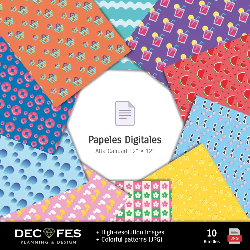 Collages | Scrapbooking et fête à la piscine - Modèles à imprimer pour les loisirs créatifs