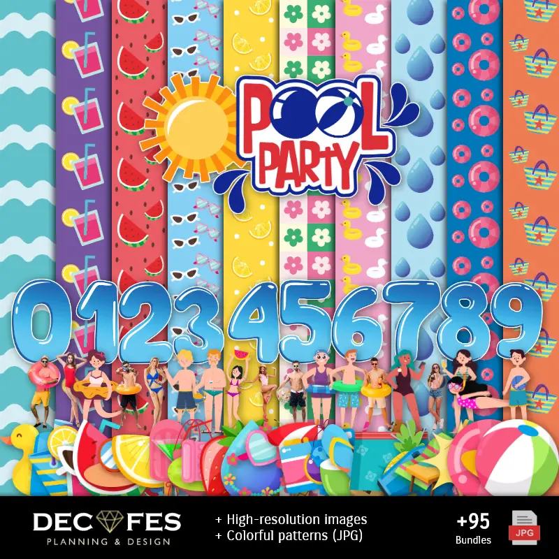 Scrapbooking et fête à la piscine - Modèles à imprimer pour les loisirs créatifs