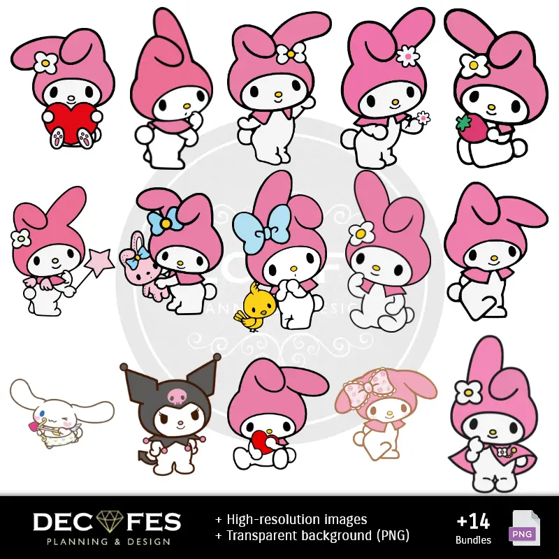 Personajes | Scrapbooking My Melody - Modèles à imprimer pour loisirs créatifs