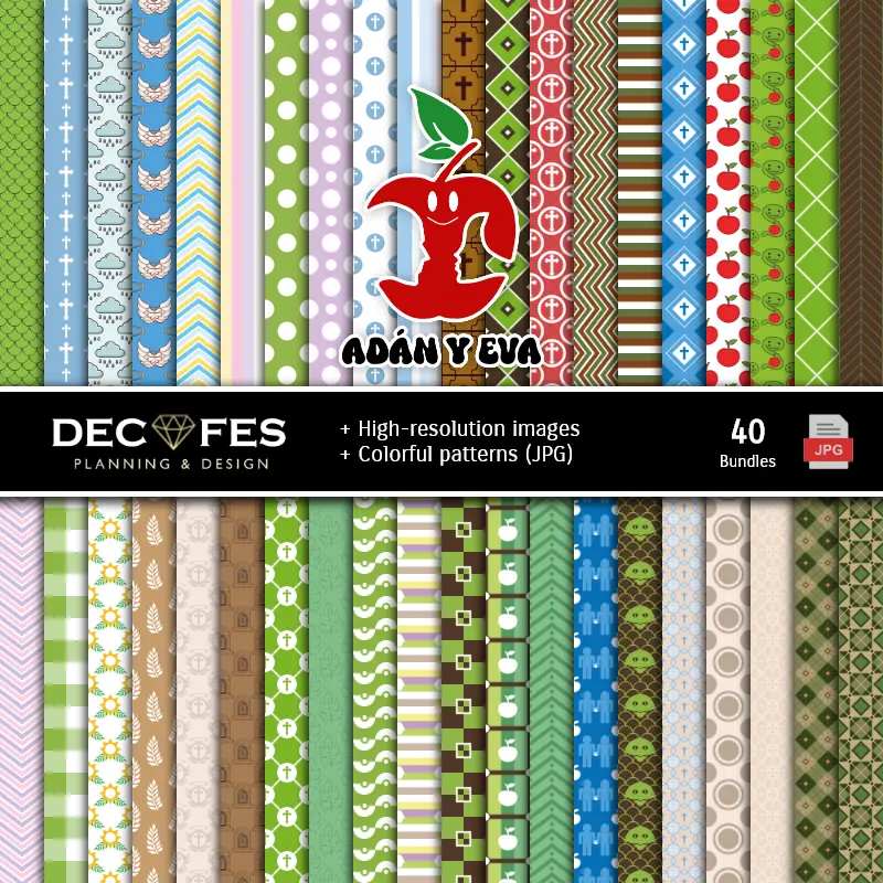 Fondos | Set de Papeles Digitales Adán y Eva - Fondos para Fiestas y Scrapbooking