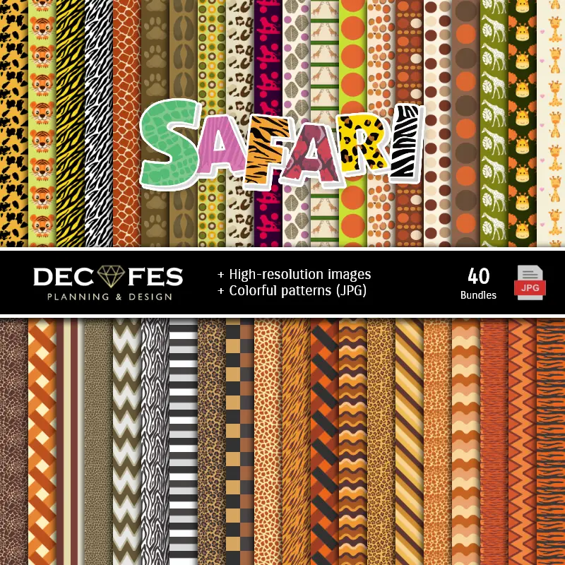 Fondos | Set de Papeles Digitales Animal Print Safari - Fondos para Fiestas y Scrapbooking