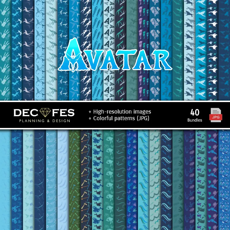 Fondos | Set de Papeles Digitales Avatar - Fondos para Fiestas y Scrapbooking