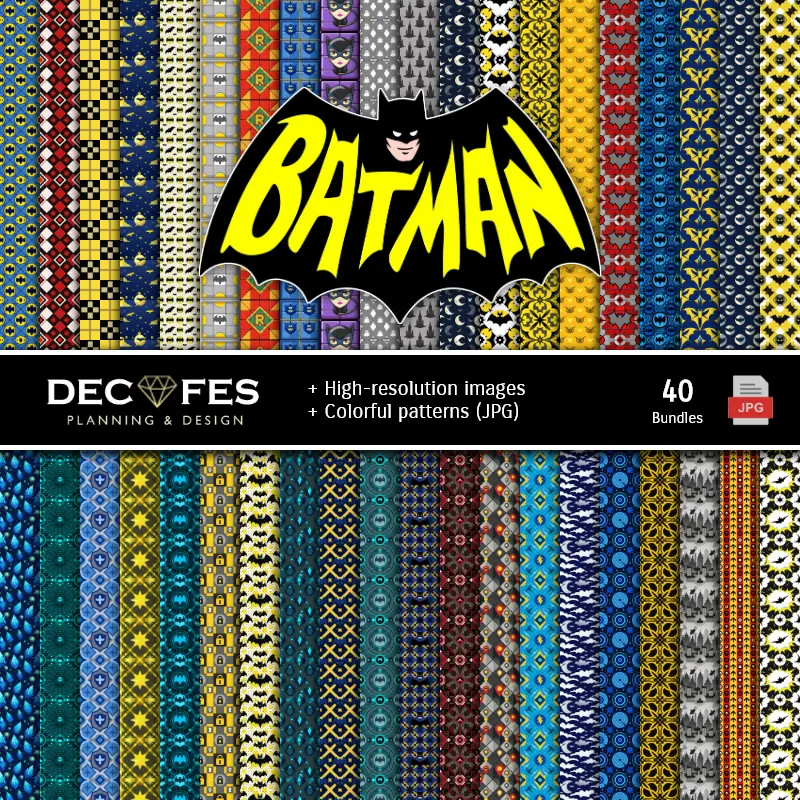 Fondos | Set de Papeles Digitales Batman - Fondos para Fiestas y Scrapbooking