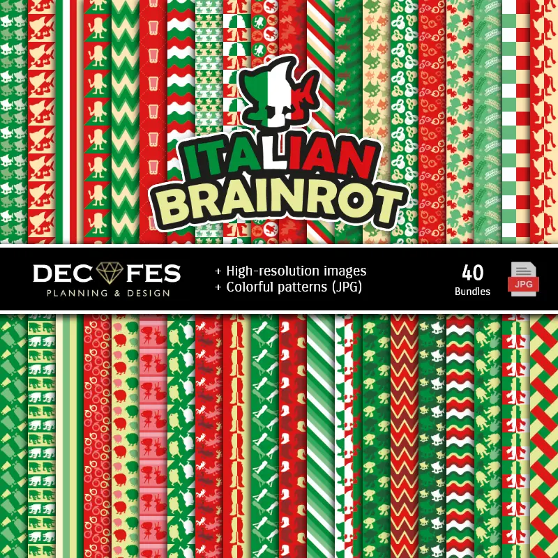 Set de Papeles Digitales Brain Rot - Fondos para Fiestas y Scrapbooking