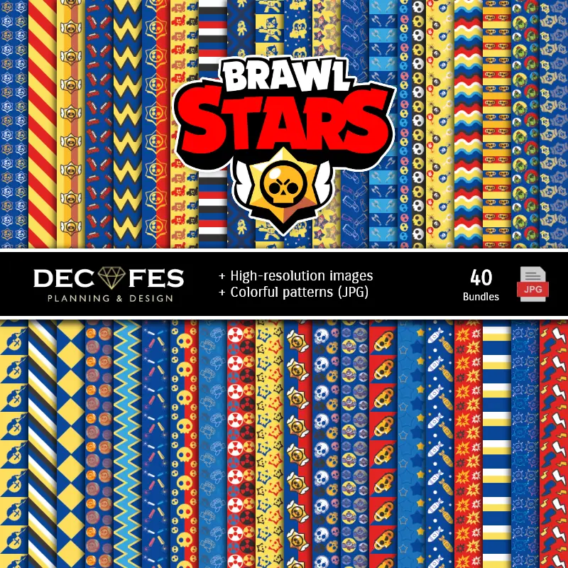 Fondos | Set de Papeles Digitales Brawl Stars - Fondos para Fiestas y Scrapbooking