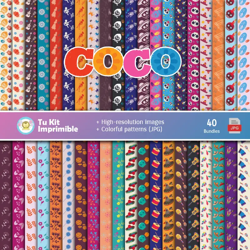 Coco Digital Papers集 - Fiestas和Scrapbook的喷泉