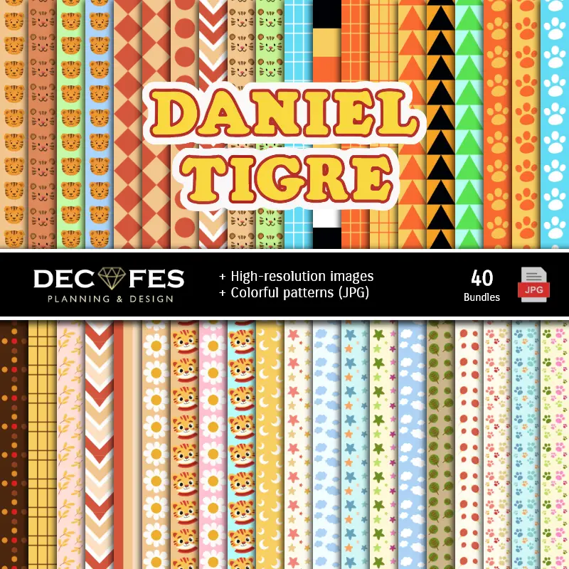 Fondos | 数字纸集 Daniel el Tigre - 节日与垃圾簿