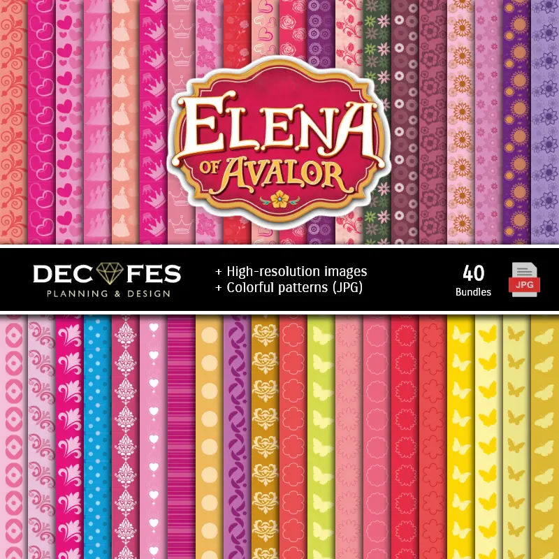 Fondos | Set de Papeles Digitales Elena de Avalor - Fondos para Fiestas y Scrapbooking