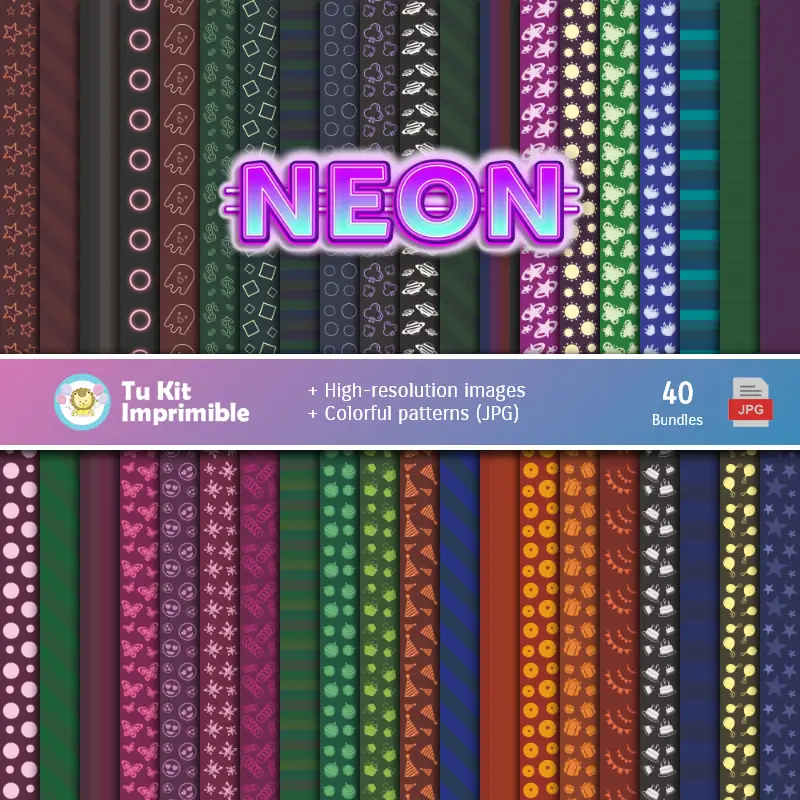 数字纸集 Fiesta Neon - 节日与垃圾簿