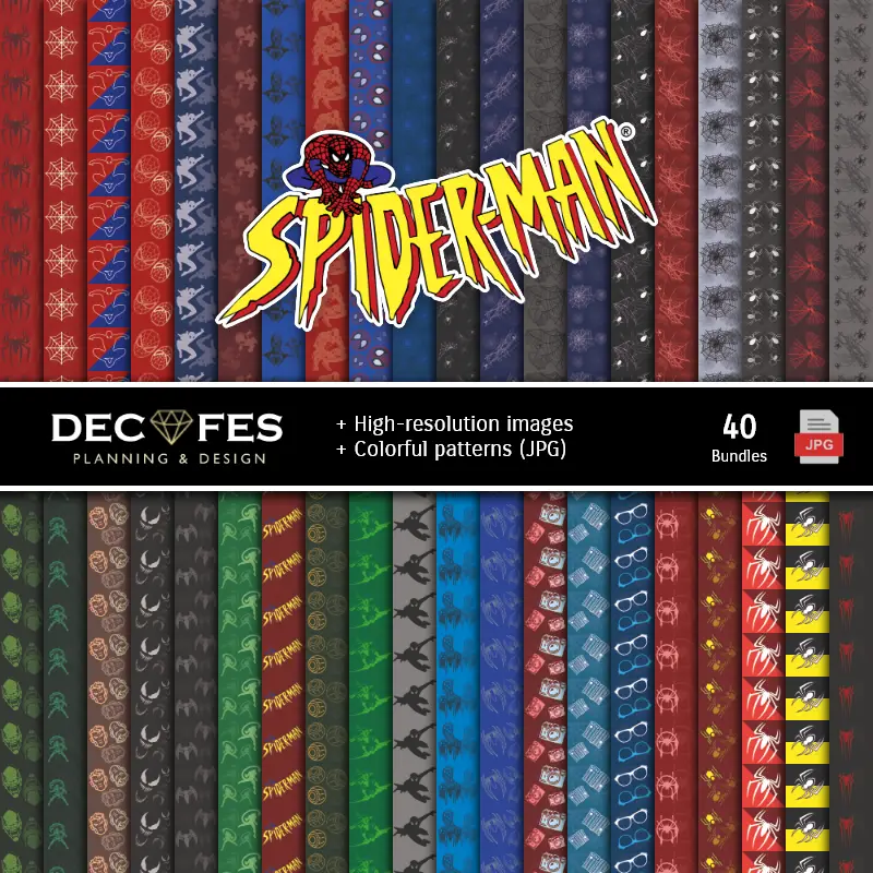 Fondos | Set de Papeles Digitales Hombre Araña - Fondos para Fiestas y Scrapbooking