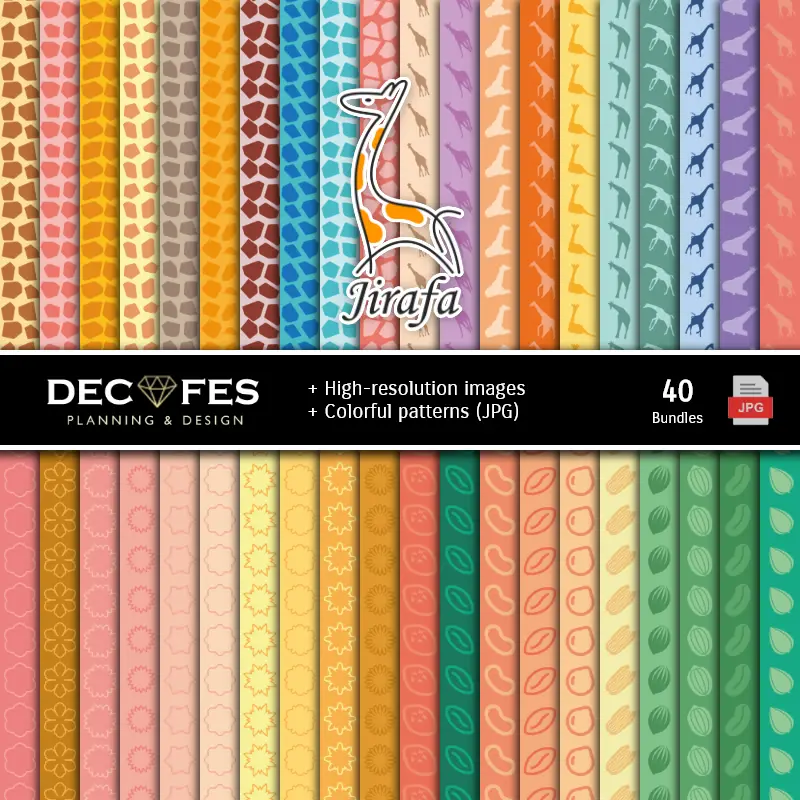 Fondos | Set de Papeles Digitales Jirafas - Fondos para Fiestas y Scrapbooking