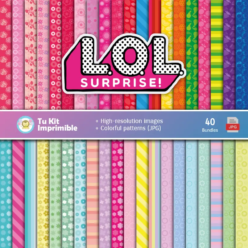 Set de Papeles Digitales LOL Surprise - Fondos para Fiestas y Scrapbooking